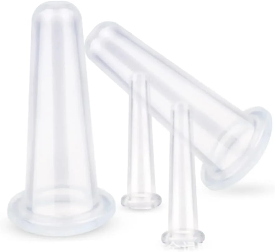 ست ماساژ صورت سیلیکونی، 4 عددی، لیوان ماساژ خلاء، ابزار زیبایی مراقبت از پوست طبیعی ضد چروک و ضد پیری (سفید)