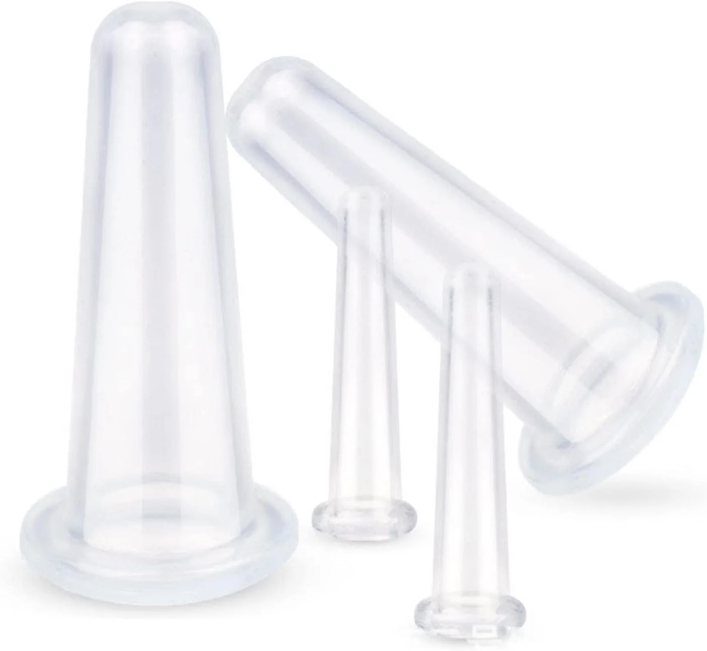 ۴ عدد فنجان ماساژ صورت سیلیکونی، دستگاه کاپینگ صورت، ست فنجان سیلیکونی، ماساژ کاپینگ صورت و چشم برای پوست صورت و گردن (۲ کوچک و ۲ بزرگ)