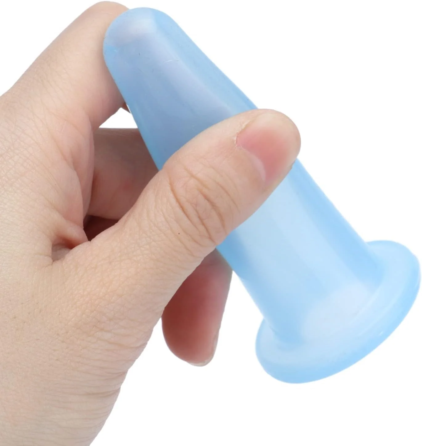 ست ۴ عددی کاپینگ صورت HANNEA®، کاپ های سیلیکونی ملایم گوا شا برای صورت و گردن، ۲ سایز کاپ صورت برای تخلیه لنفاوی، کانتورینگ و کاهش پف کردگی، آبی