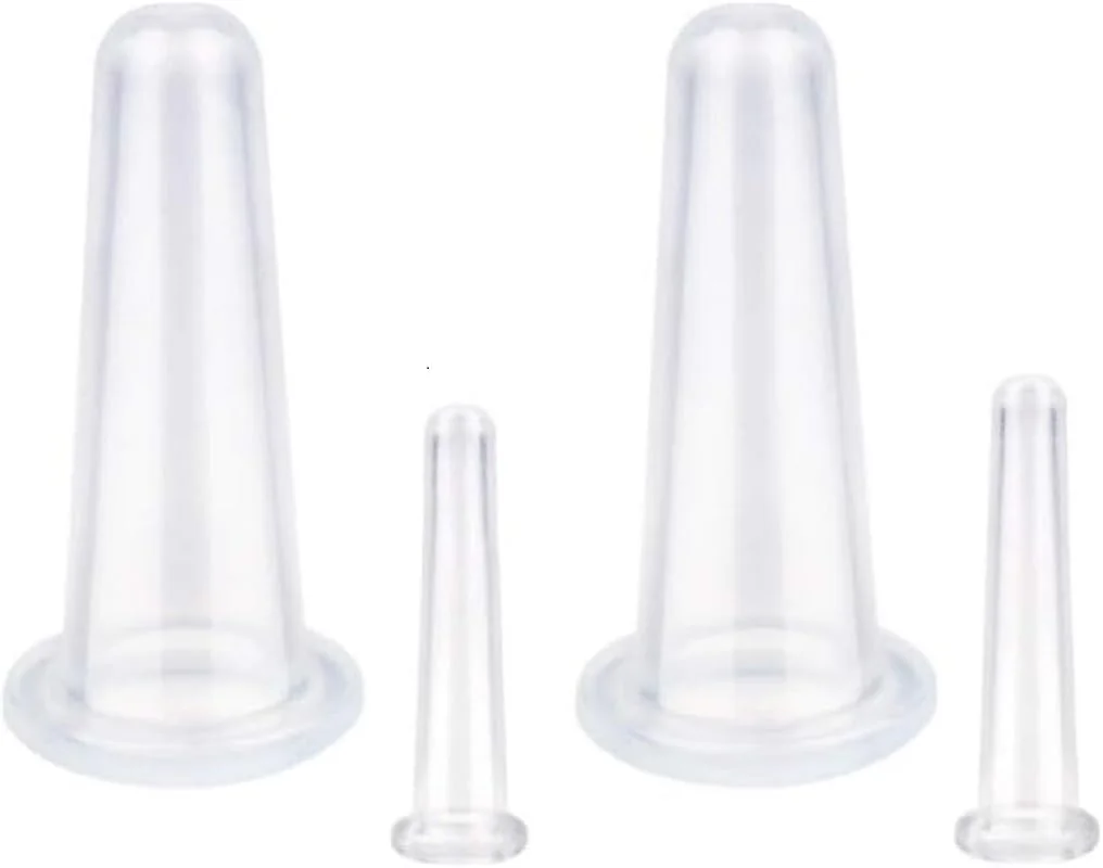 مجموعه ماساژ صورت با کاپ های سیلیکونی شفاف، کیت فنجان های ماساژ خلاء صورت و چشم، مجموعه درمانی کاپینگ خانوادگی برای ماساژ گردن، صورت و بدن (سفید، مجموعه 4 عددی)