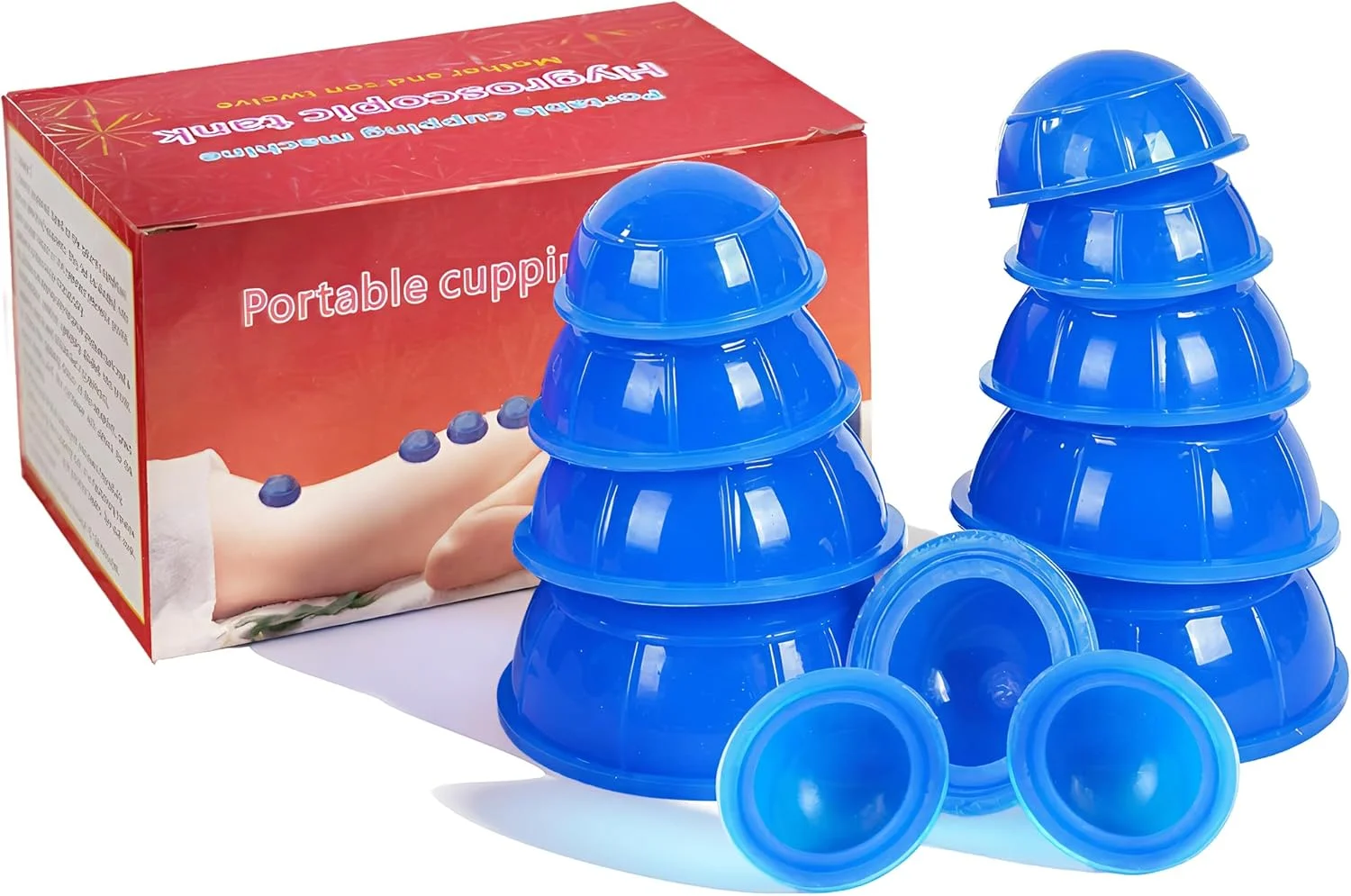 مجموعه ۱۲ عددی لیوان حجامت سیلیکونی لوکی - مجموعه حجامت صورت با طراحی ضد نشت ارتقا یافته، لیوان ماساژ برای رفع سلولیت، تسکین درد کل بدن، رهاسازی میوفاشیال و سم زدایی (آبی)