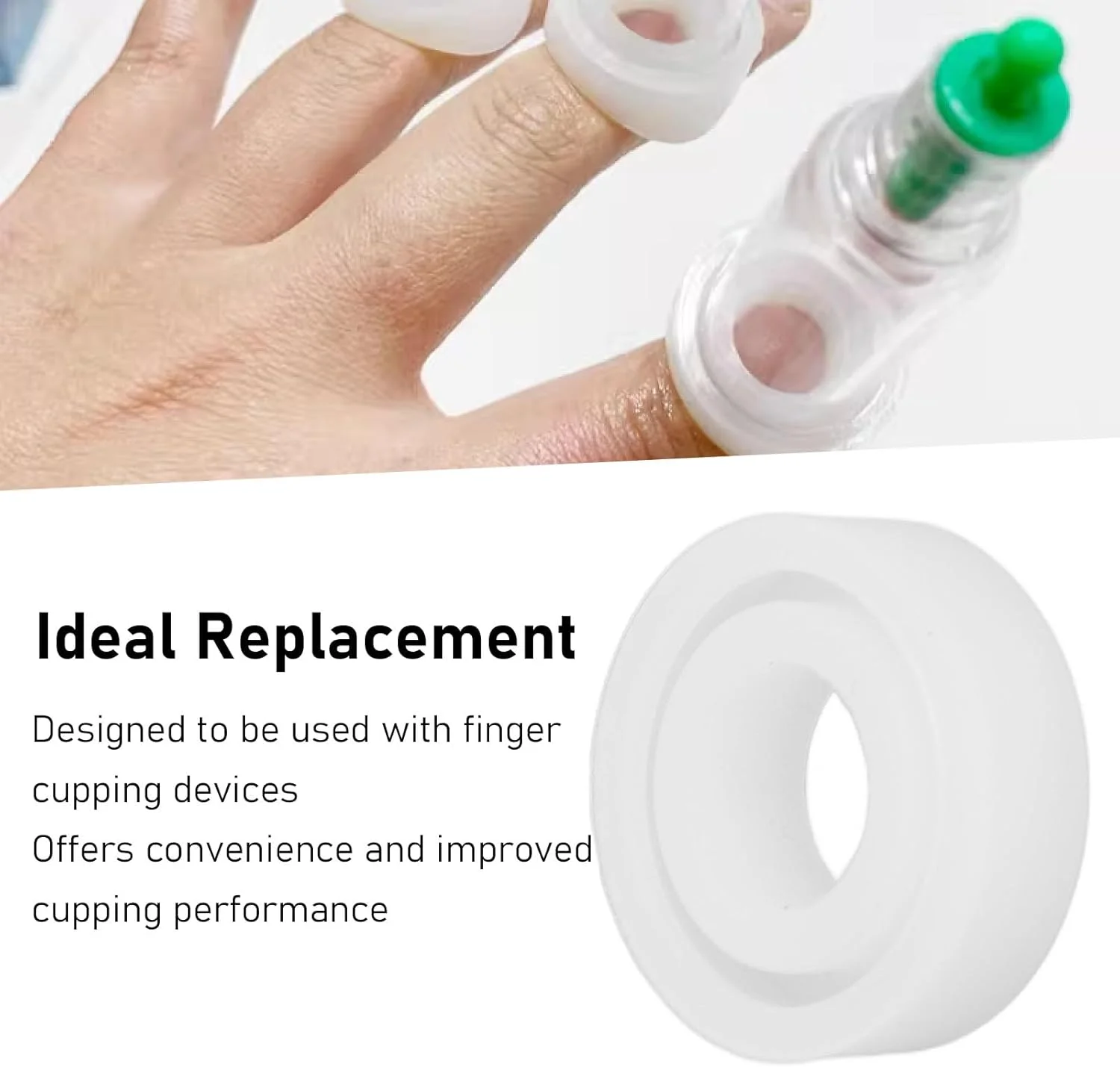 حلقه سیلیکونی انگشتی، حلقه سیلیکونی تخت مقاوم در برابر حرارت برای حجامت انگشتی، مهر و موم کامل، جایگزین ایده آل برای ماساژ عمیق، سم زدایی بهبود یافته، استفاده آسان