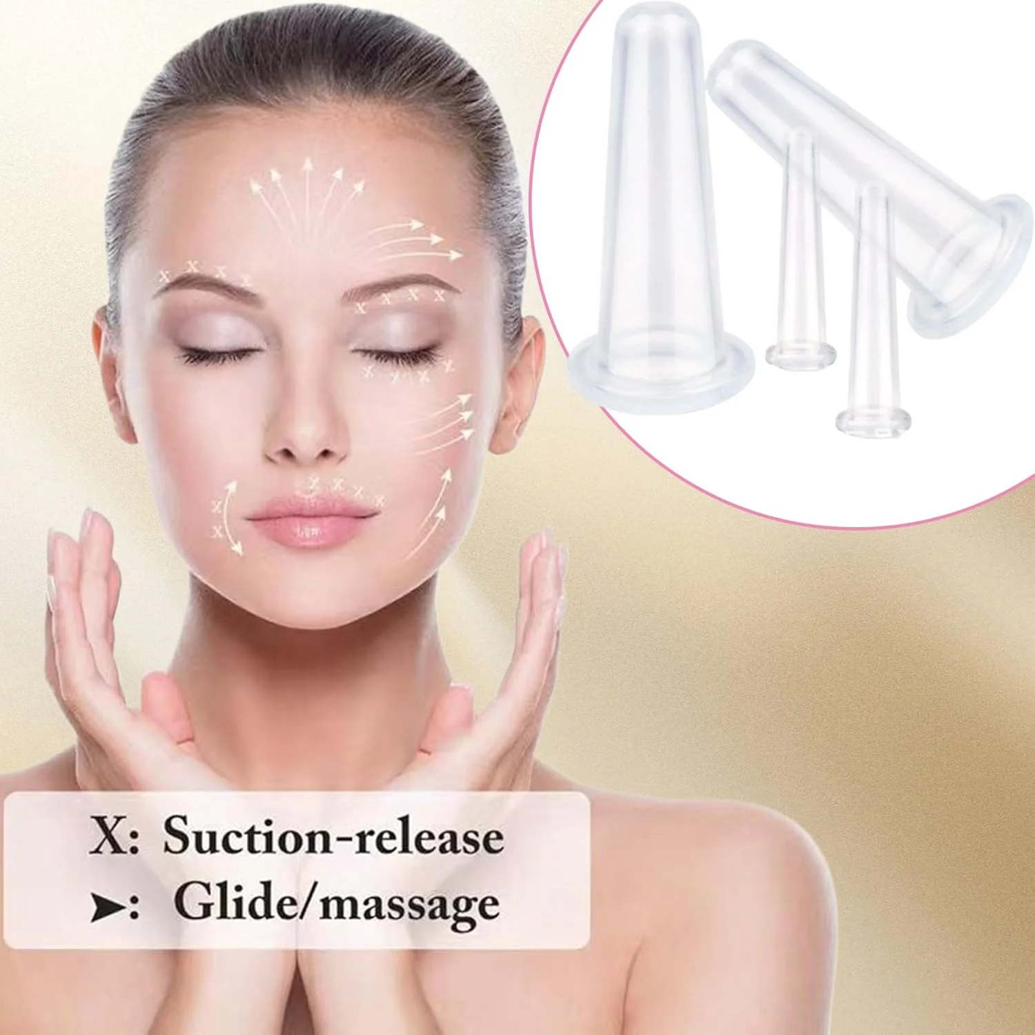 مجموعه کاپینگ صورت، فنجان های سیلیکونی وکیوم کاپینگ 8x3.7 سانتی متر برای صورت، ابزار ماساژ سفت کننده پوست وکیوم، سبک و قابل حمل، برای مسافرت، خانه، مدرسه