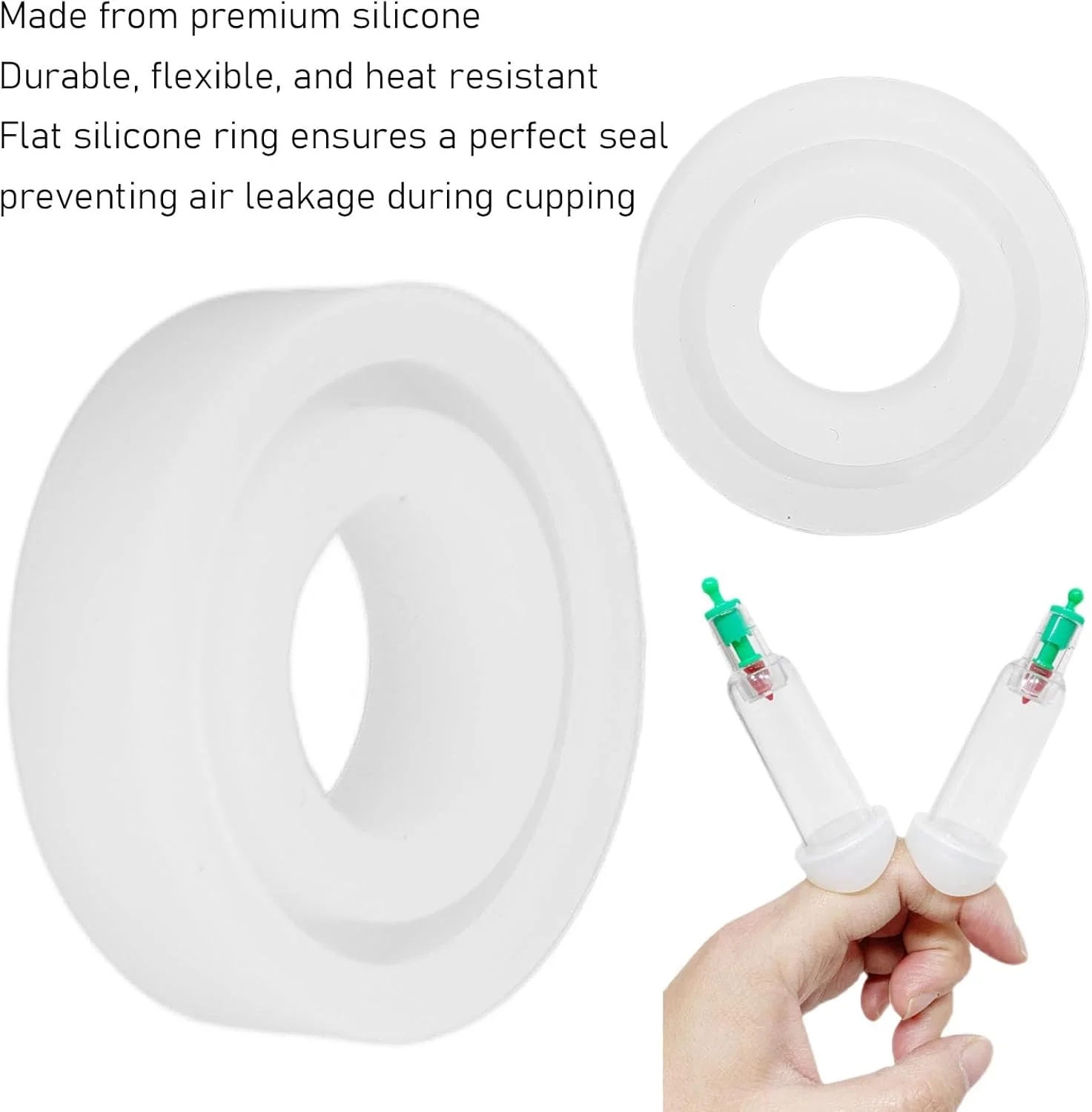 حلقه سیلیکونی انگشتی، حلقه سیلیکونی تخت مقاوم در برابر حرارت برای حجامت انگشتی، مهر و موم کامل، جایگزین ایده آل برای ماساژ عمیق، سم زدایی بهبود یافته، استفاده آسان