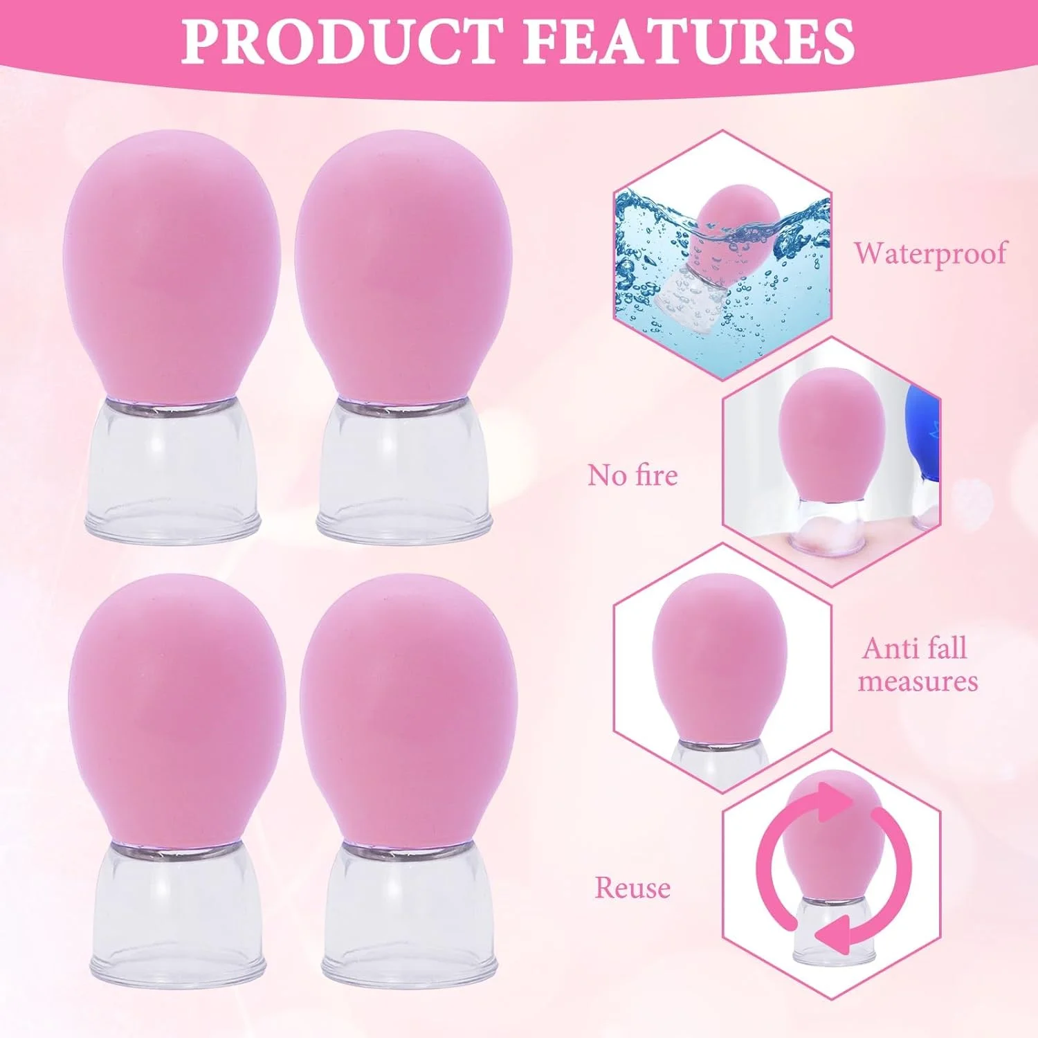 ست ۴ عددی لیوان حجامت شیشه ای، فنجان ماساژ مکش خلاء، فنجان های کوچک سیلیکونی صورت، کمک ماساژور صورت، لیوان حجامت سفت کننده پوست، مناسب برای ماساژ صورت، آرامش بدن و تسکین درد