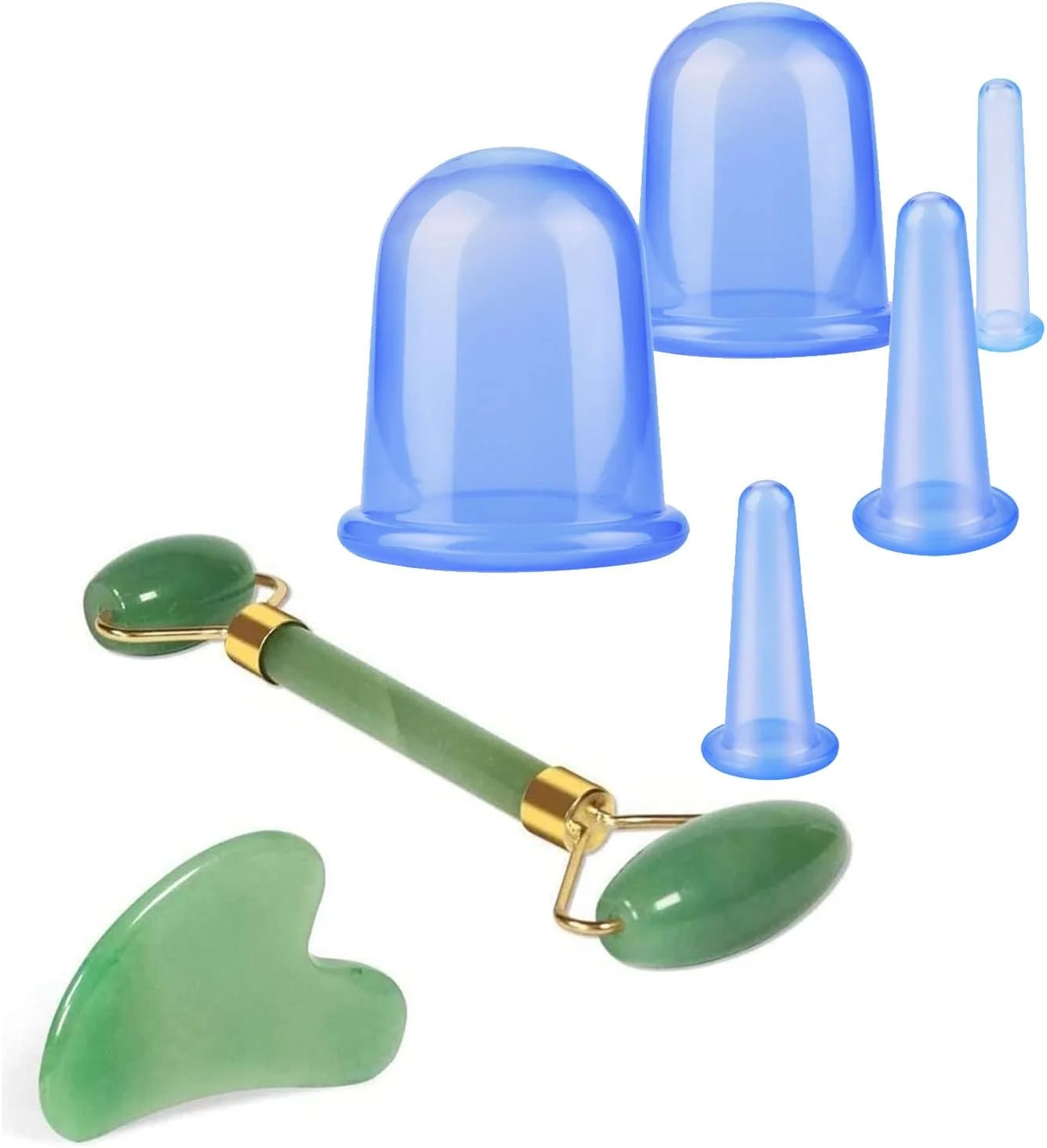 مجموعه لیوان ماساژ سیلیکونی، لیوان های ماساژ مکش خلاء، ابزار ماساژور غلتکی صورت و خراش صورت، تسکین دهنده پوست، کاهش استرس، مناسب برای ماساژ صورت و بدن