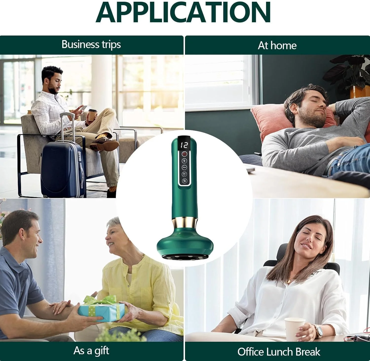 ماساژور حجامت هوشمند - ابزار الکتریکی وکیوم گوا شا با 12 سطح دما - دستگاه حجامت وکیوم 3 در 1 برای پشت