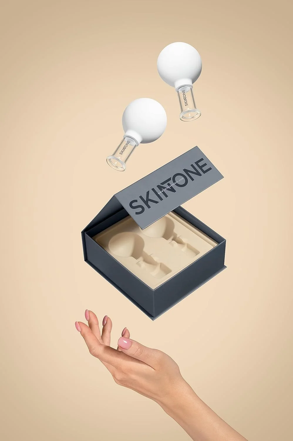 Skintone® - لیوان حجامت با توپ مکش سیلیکونی - ماساژ بافت - ماساژور صورت - غلتک ماساژ - ست حجامت صورت - فنجان سیلیکونی برای حجامت درمانی