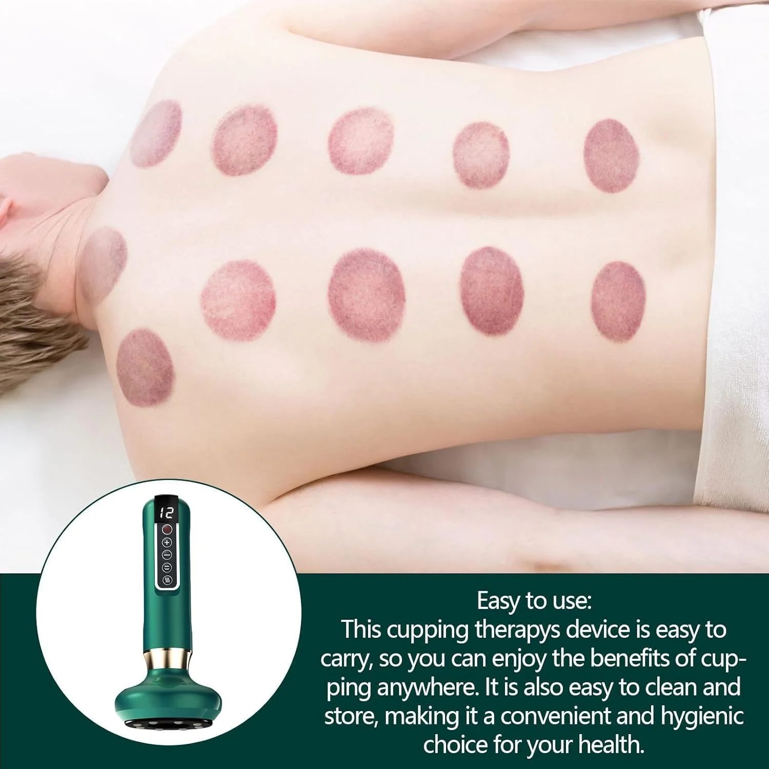 ماساژور حجامت هوشمند - ابزار الکتریکی وکیوم گوا شا با 12 سطح دما - دستگاه حجامت وکیوم 3 در 1 برای پشت