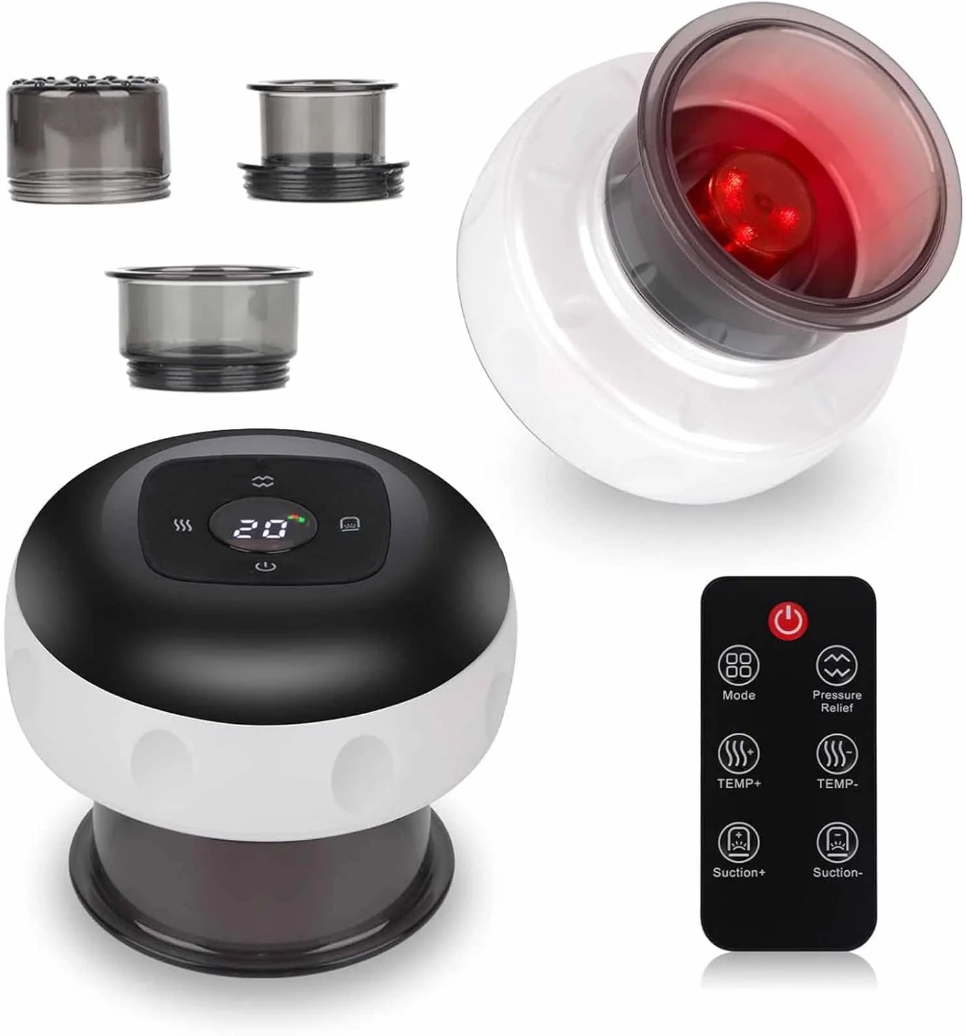 ماساژور حجامت برقی با کنترل از راه دور تزویق، 12 سطح مکش و دما، ماساژور حجامت دینامیک هوشمند، تسکین درد بدن، کمر، شانه و پا، آرامش عضلات بدن (سفید) ماساژور حجامت برقی با کنترل از راه دور تزویق، 12 سطح مکش و دما، ماساژور حجامت دینامیک هوشمند، تسکین درد بدن، کمر، شانه و پا، آرامش عضلات بدن (سفید)