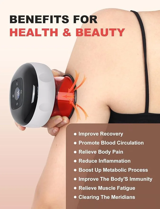 ماساژور حجامت برقی با کنترل از راه دور تزویق، 12 سطح مکش و دما، ماساژور حجامت دینامیک هوشمند، تسکین درد بدن، کمر، شانه و پا، آرامش عضلات بدن (سفید) ماساژور حجامت برقی با کنترل از راه دور تزویق، 12 سطح مکش و دما، ماساژور حجامت دینامیک هوشمند، تسکین درد بدن، کمر، شانه و پا، آرامش عضلات بدن (سفید)