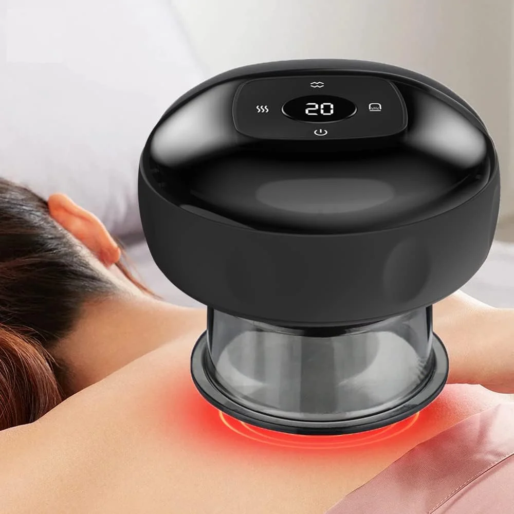 دستگاه کاپینگ برقی SUVEUS، ماساژ هوشمند 4 در 1 با 12 سطح دما و مکش، دستگاه گوا شا برای تسکین فشار شانه، کمر و پا، مشکی دستگاه کاپینگ برقی SUVEUS، ماساژ هوشمند 4 در 1 با 12 سطح دما و مکش، دستگاه گوا شا برای تسکین فشار شانه، کمر و پا، مشکی