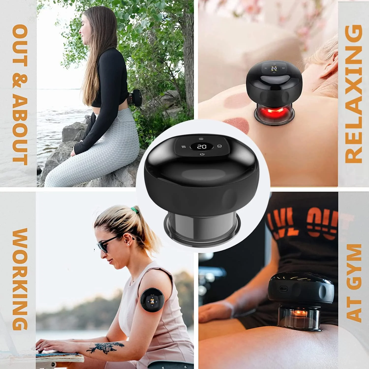 دستگاه کاپینگ برقی SUVEUS، ماساژ هوشمند 4 در 1 با 12 سطح دما و مکش، دستگاه گوا شا برای تسکین فشار شانه، کمر و پا، مشکی دستگاه کاپینگ برقی SUVEUS، ماساژ هوشمند 4 در 1 با 12 سطح دما و مکش، دستگاه گوا شا برای تسکین فشار شانه، کمر و پا، مشکی