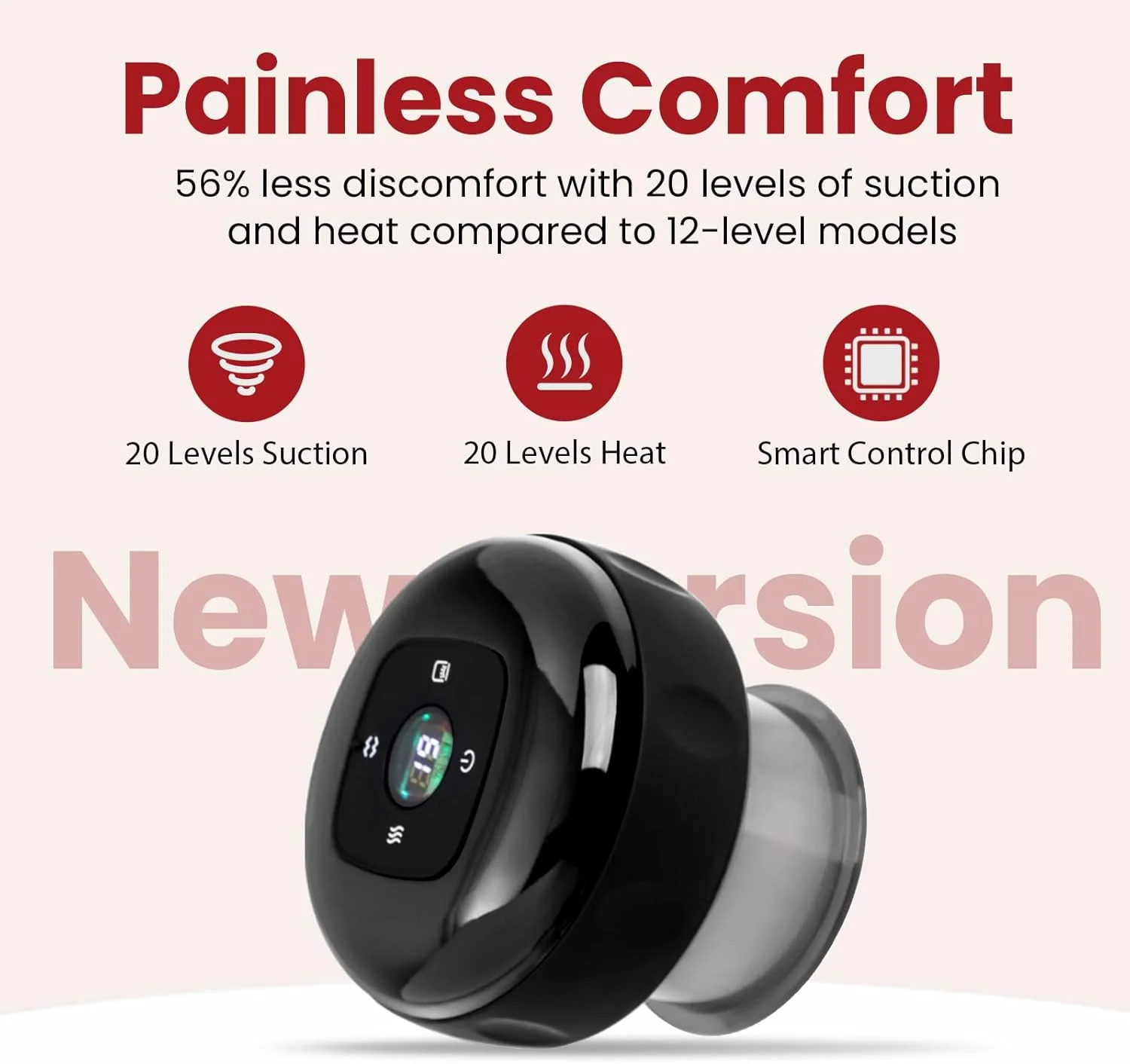 مجموعه حجامت اورجینال UOTT با 20 سطح برای ماساژ درمانی، ست حجامت هوشمند و پویا 5 در 1 با نور قرمز و گرما برای تسکین هدفمند درد، گره ها، کوفتگی، درد عضلانی (مشکی)