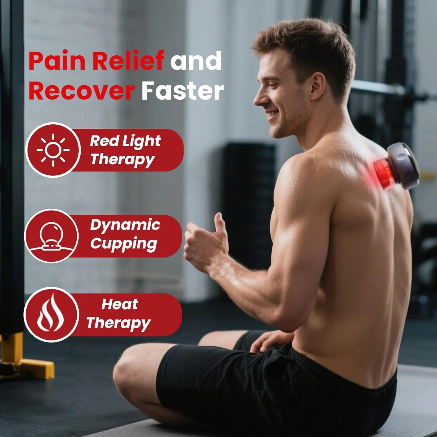 مجموعه حجامت اورجینال UOTT با 20 سطح برای ماساژ درمانی، ست حجامت هوشمند و پویا 5 در 1 با نور قرمز و گرما برای تسکین هدفمند درد، گره ها، کوفتگی، درد عضلانی (مشکی)