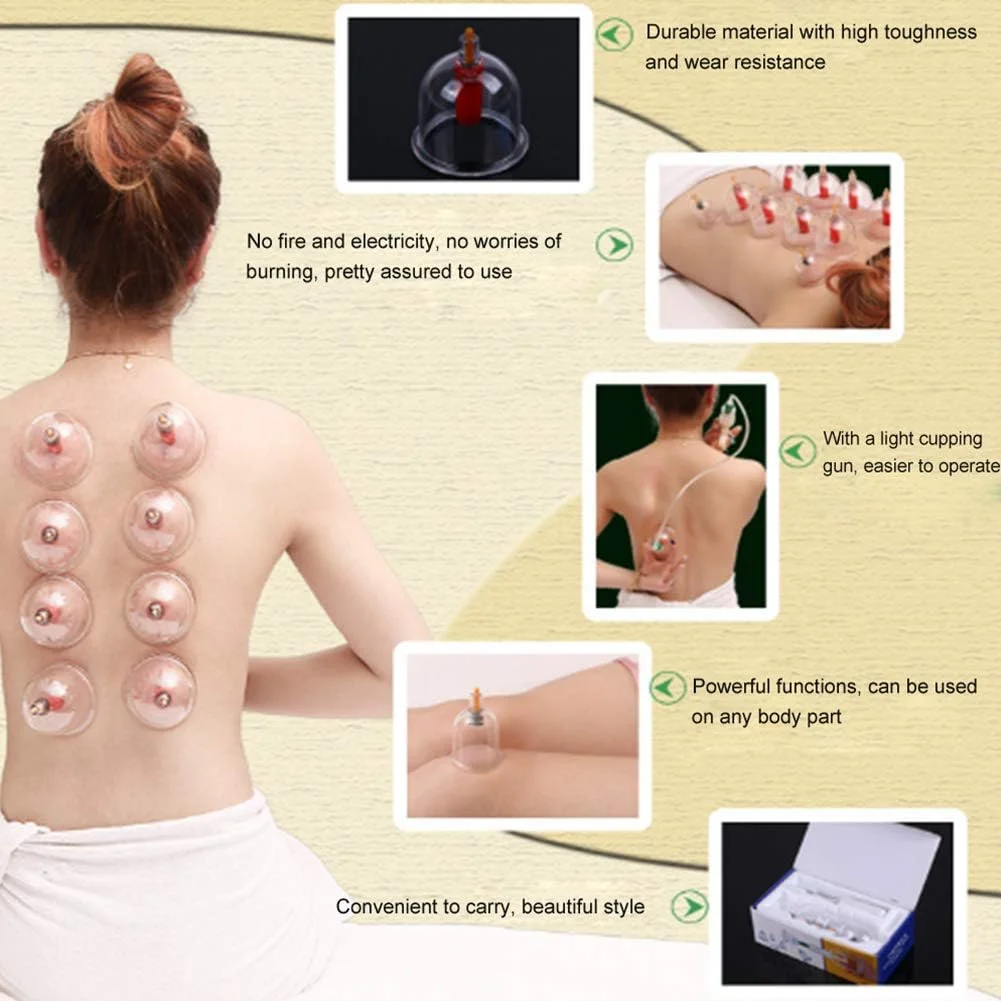 مجموعه حجامت، مجموعه درمان حجامت خلاء 6 فنجان فنجان های مکش هوا فنجان های چینی با دسته فنجان های حجامت ماساژ صورت