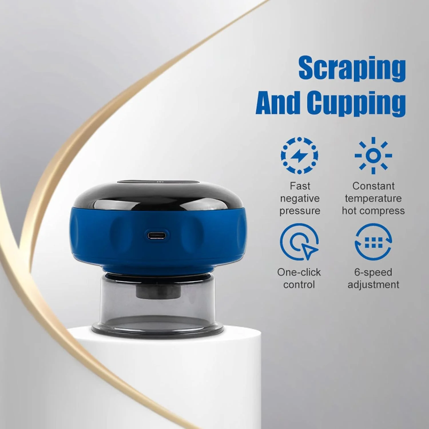 ماساژور حجامت الکتریکی، ماساژور ضد سلولیت 3 در 1، ابزار خراش دهنده خلاء با 6 سطح دما و مکش، برای پشت، گردن و شانه