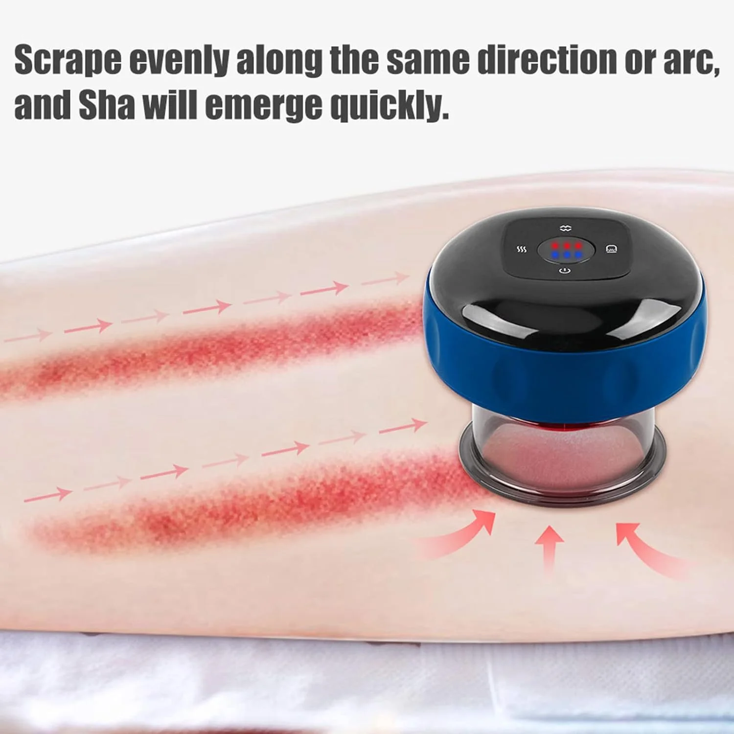 ماساژور حجامت الکتریکی، ماساژور ضد سلولیت 3 در 1، ابزار خراش دهنده خلاء با 6 سطح دما و مکش، برای پشت، گردن و شانه