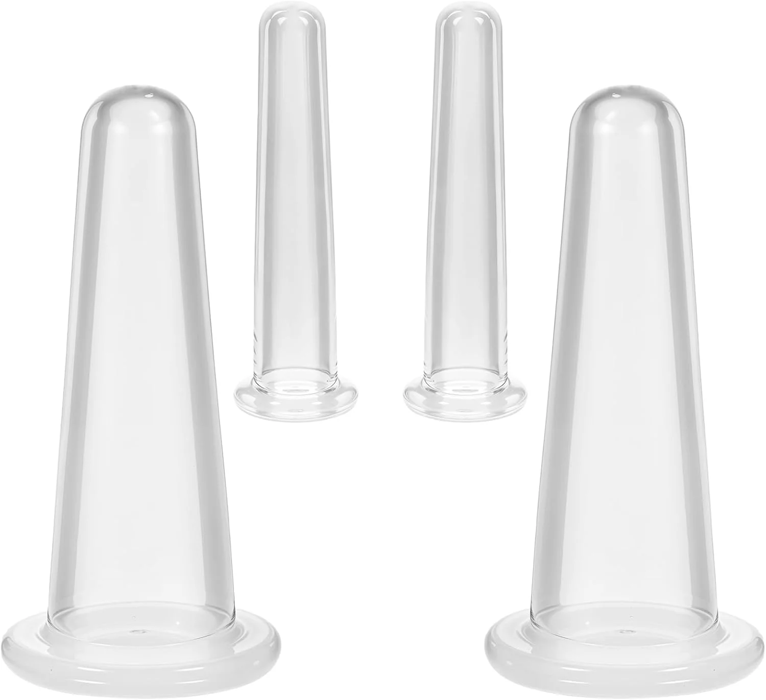 مجموعه ۴ عددی کاپ صورت، کاپ های پلاستیکی برای ماساژ صورت و چشم، ابزار ماساژ ضد سلولیت برای تناسب اندام صورت و مراقبت از پوست (۲ کوچک + ۲ بزرگ) (شفاف)