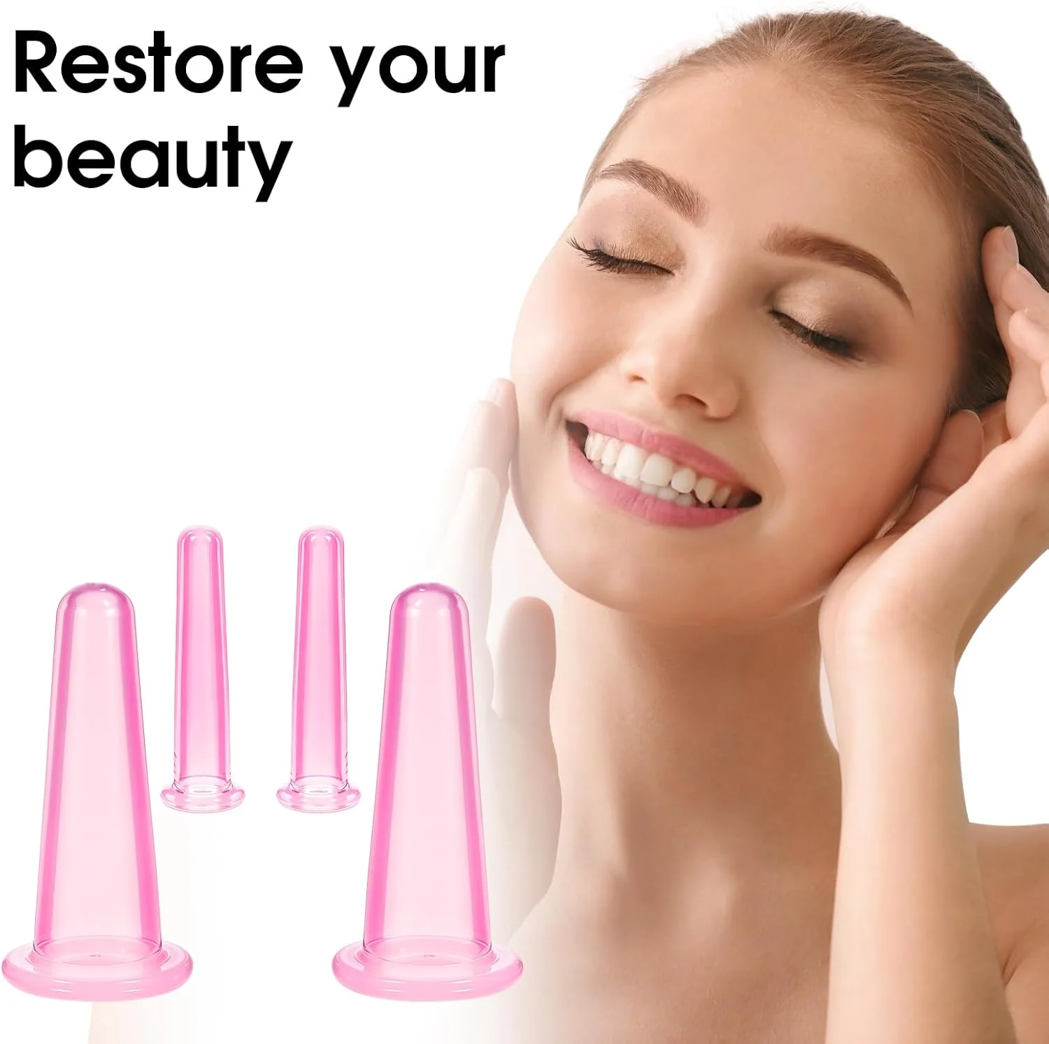 مجموعه ۴ عددی کاپ صورت، کاپ های پلاستیکی برای ماساژ صورت و چشم، ابزار ماساژ ضد سلولیت برای تناسب اندام صورت و مراقبت از پوست (۲ کوچک + ۲ بزرگ) (شفاف) مجموعه ۴ عددی کاپ صورت، کاپ های پلاستیکی برای ماساژ صورت و چشم، ابزار ماساژ ضد سلولیت برای تناسب اندام صورت و مراقبت از پوست (۲ کوچک + ۲ بزرگ) (شفاف)