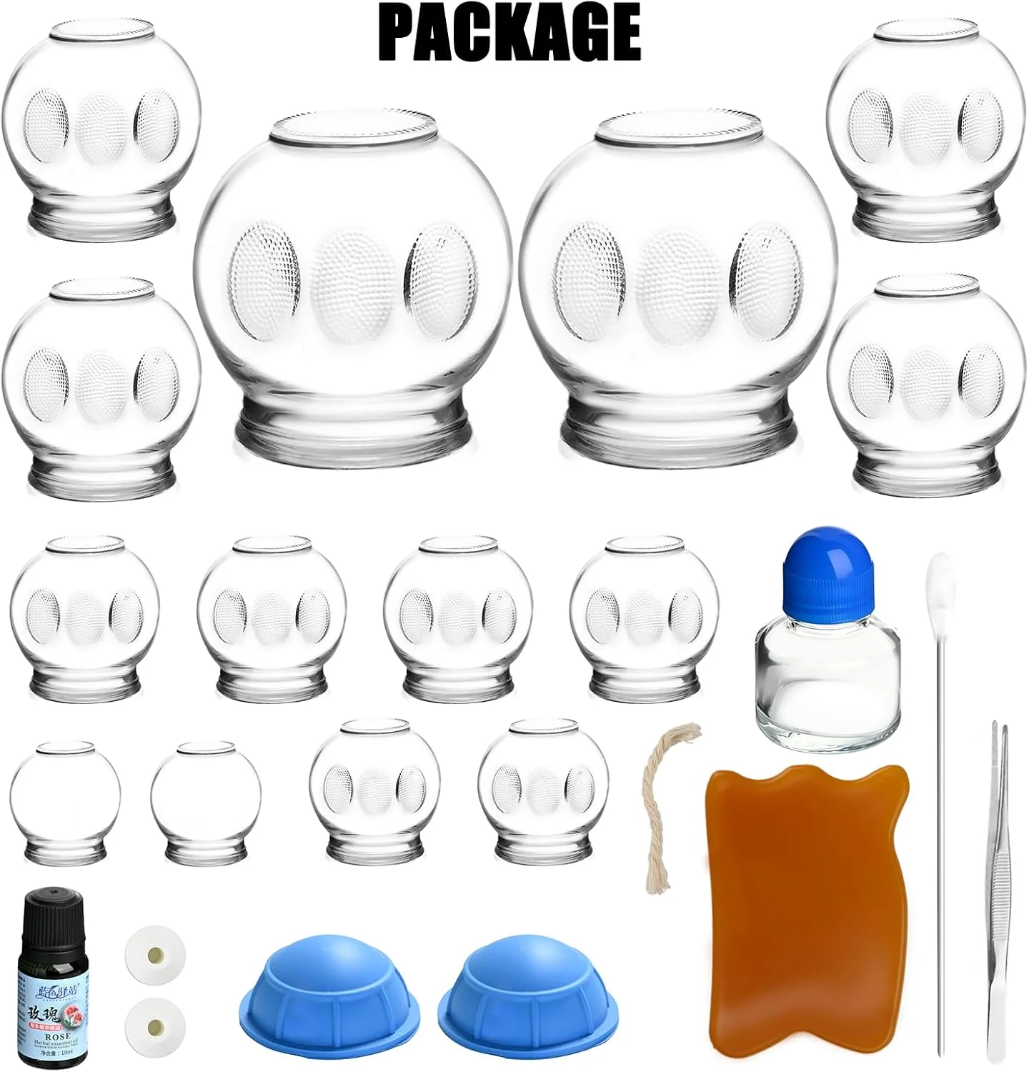 مجموعه بادکش شیشه ای برای ماساژ درمانی، مناسب برای درمانگران حرفه ای، ماساژ کمر، رفع خستگی، 14 عدد لیوان شیشه ای ضخیم