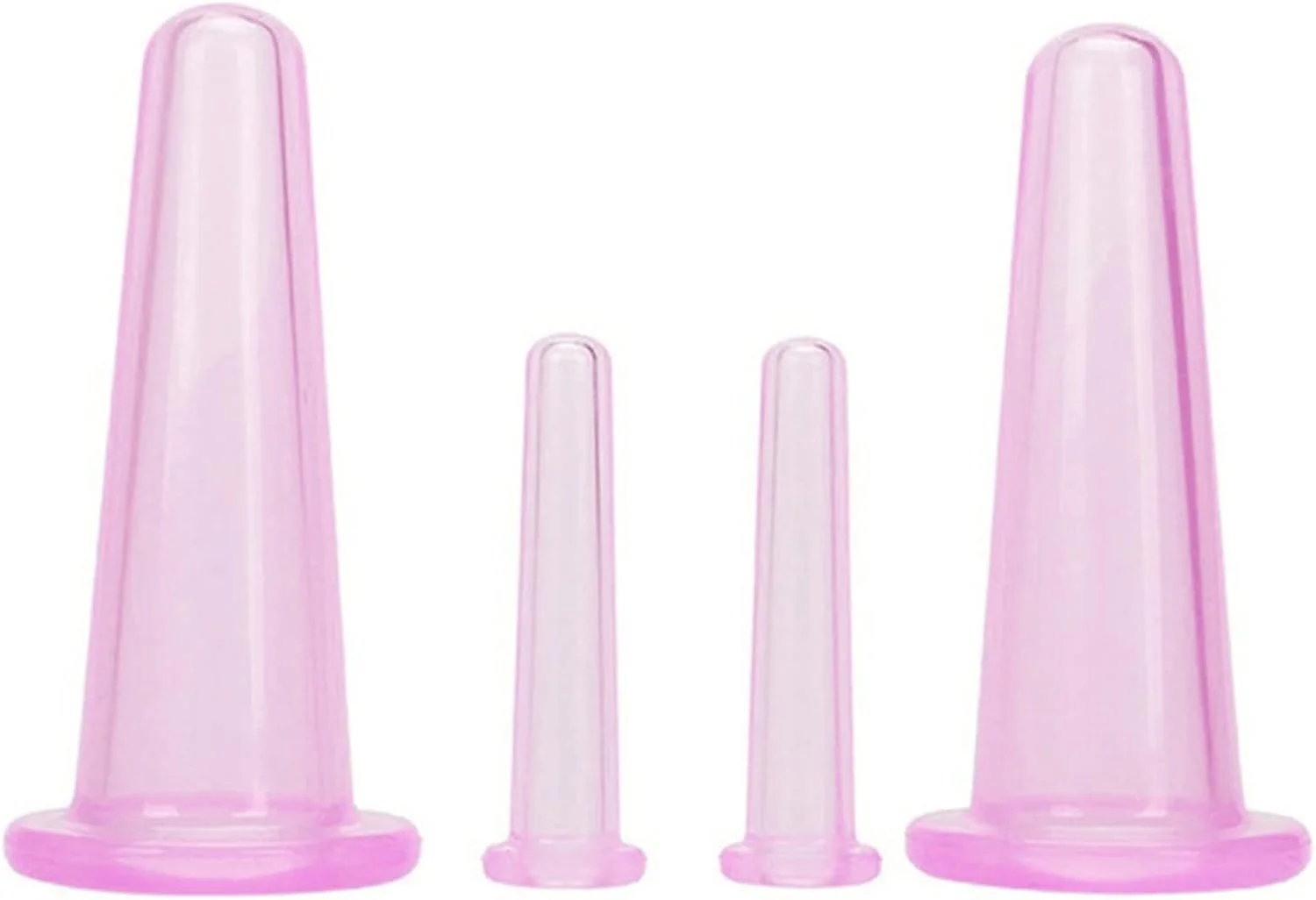 دستگاه ماساژ صورت سیلیکونی وایسی، مجموعه کاپینگ صورت، کاپینگ صورت و چشم برای پوست صورت و گردن (2 کوچک و 2 بزرگ)