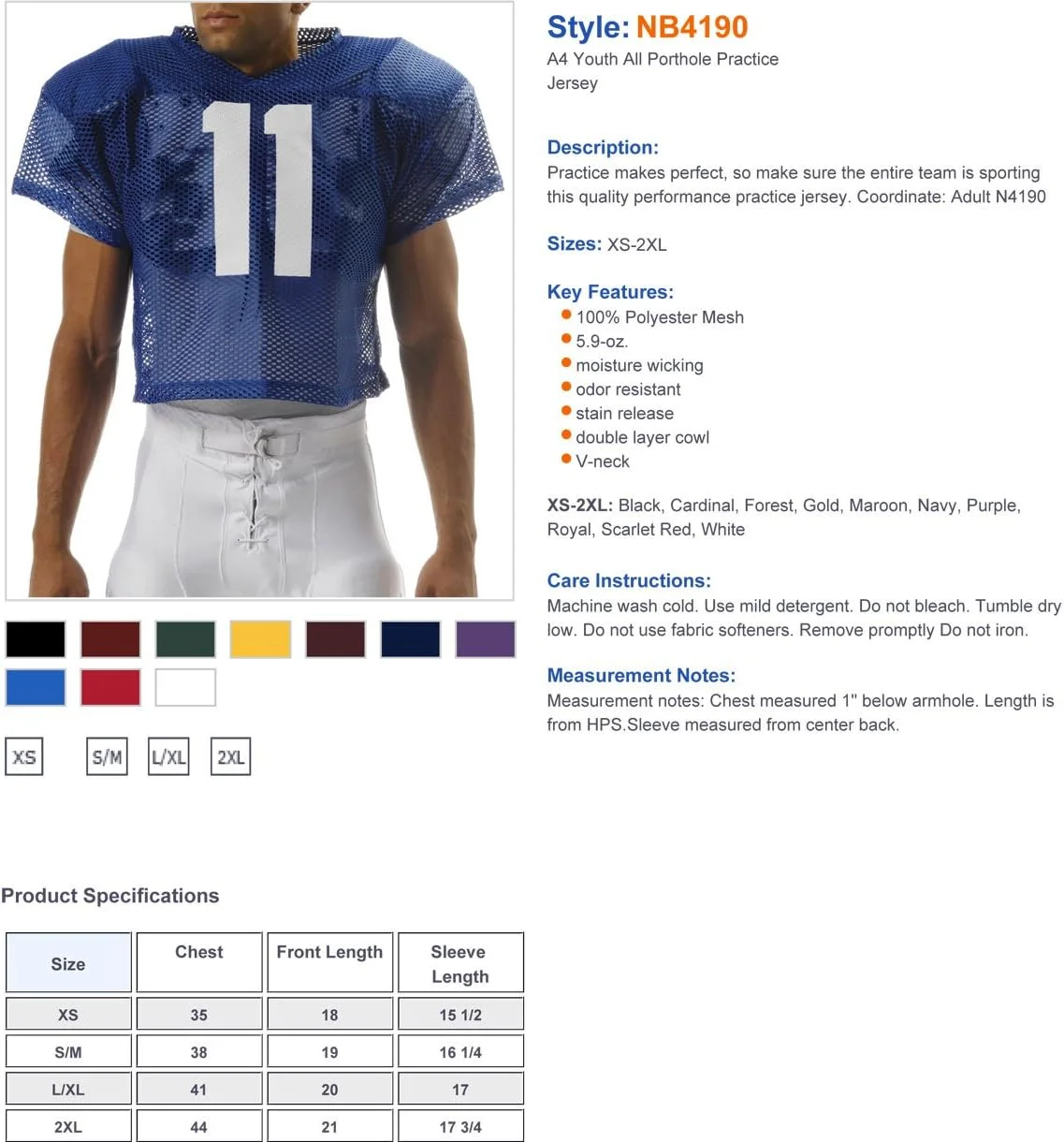 پیراهن تمرینی یقه هفت توری A4 مناسب جوانان، آبی سلطنتی، سایز XX-بزرگ