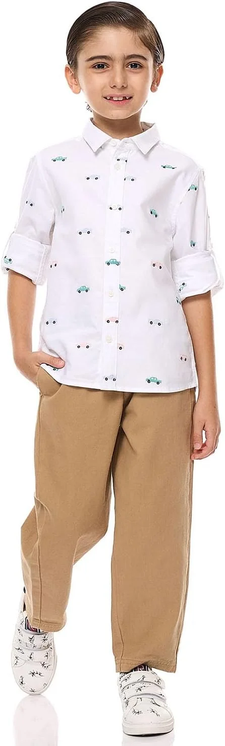 شلوار پسرانه مدل 325-1345KB151-2، طرح ساده، فیت آزاد و راحت، دارای کمر کشی