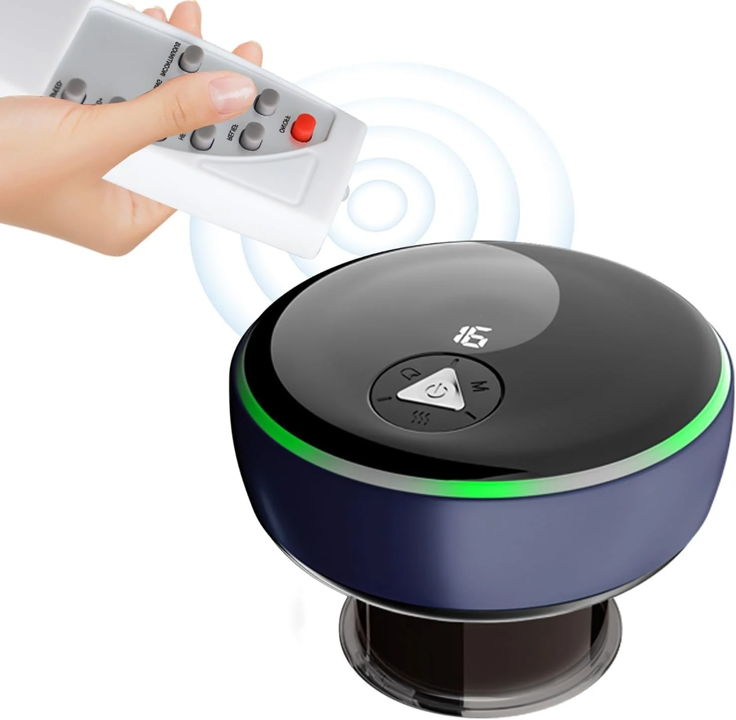 ماساژور فشار منفی X&Z-XAOY با کنترل از راه دور، 4 حالت، 16 سطح مکش قابل تنظیم، کمپرس گرم هوشمند الکتریکی برای کاهش درد عضلانی (رنگ: آبی)