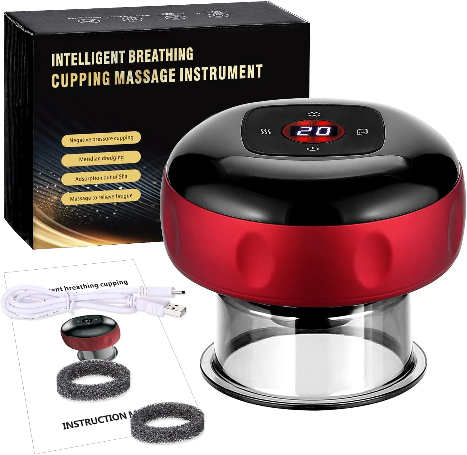 مجموعه حجامت، مجموعه حجامت 4 در 1 با 12 حالت ماساژ، دستگاه حجامت الکتریکی برای حذف موثر سلولیت، مجموعه حجامت قابل شارژ USB برای بهبود سلامتی و تندرستی شما