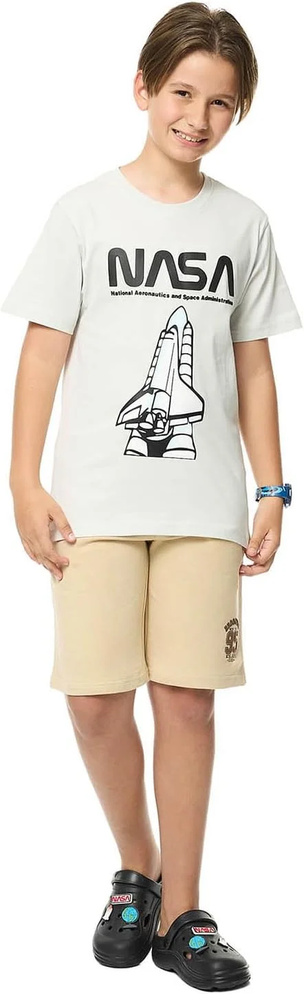 تی‌شرت پسرانه R&B مدل 325-1163TB453-1 با طرح ناسا، یقه گرد و آستین کوتاه
