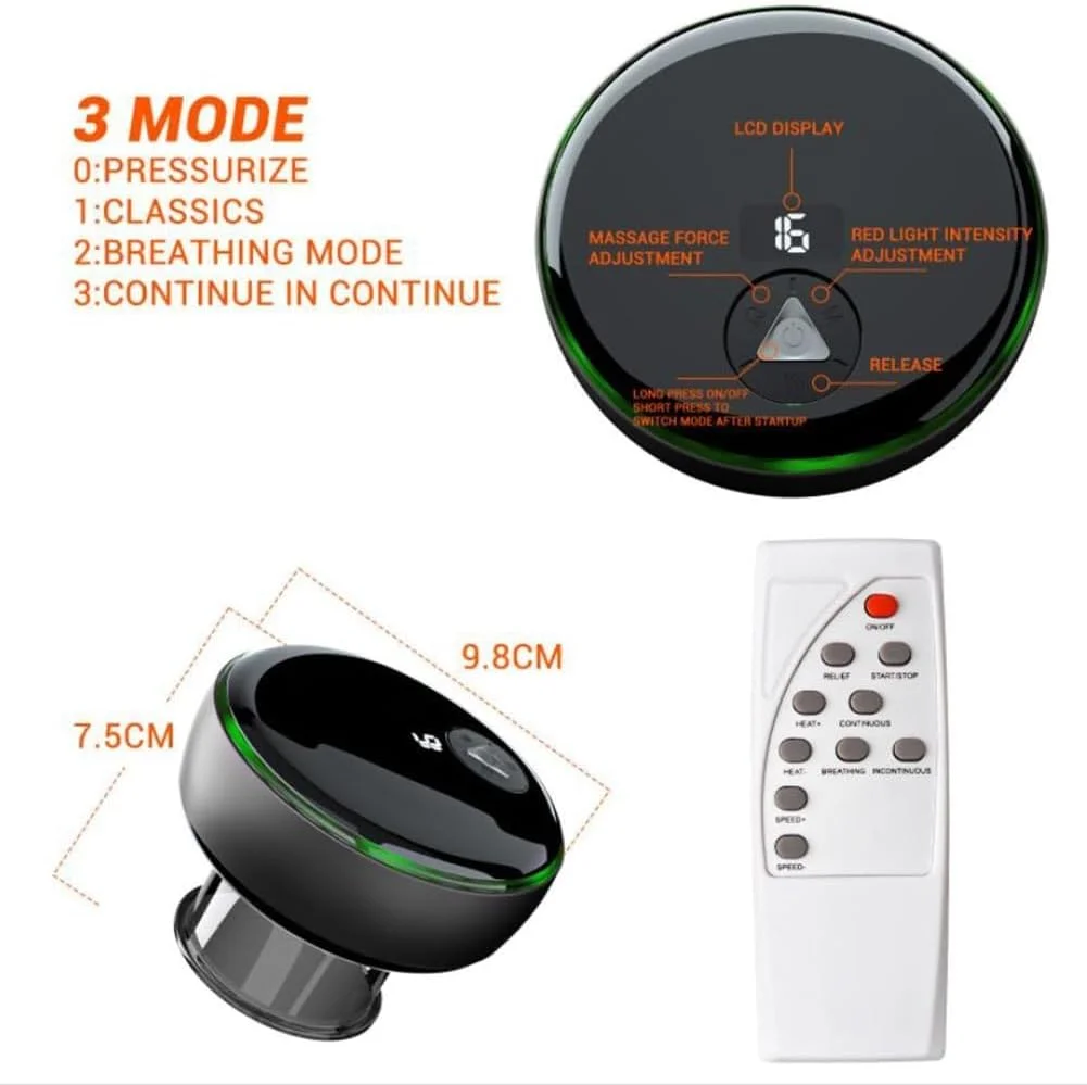 ماساژور فشار منفی X&Z-XAOY با کنترل از راه دور، 4 حالت، 16 سطح مکش قابل تنظیم، کمپرس گرم هوشمند الکتریکی برای کاهش درد عضلانی (رنگ: آبی)