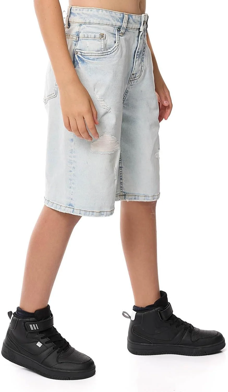 شلوارک جین محو شده پسرانه R&B Boys 325-1111TB658-1 با بست دکمه ای