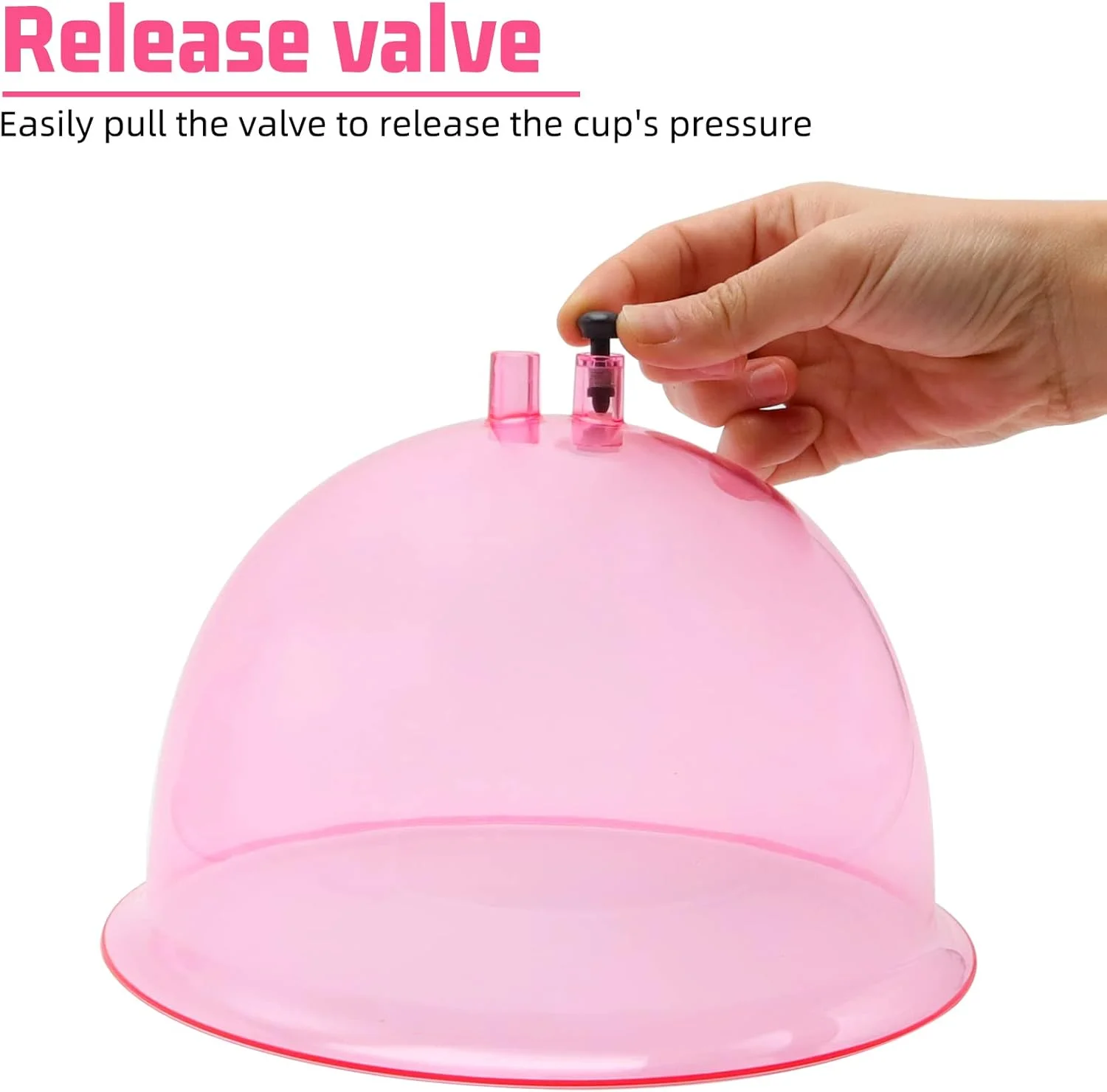 لوازم جانبی دستگاه کاپینگ وکیوم ZILAMPU، کاپ های مکش درمانی با قطر 250 میلی متر XXL با شلنگ Y برای لیفت باسن، ماساژ بدن (صورتی - 1 جفت)