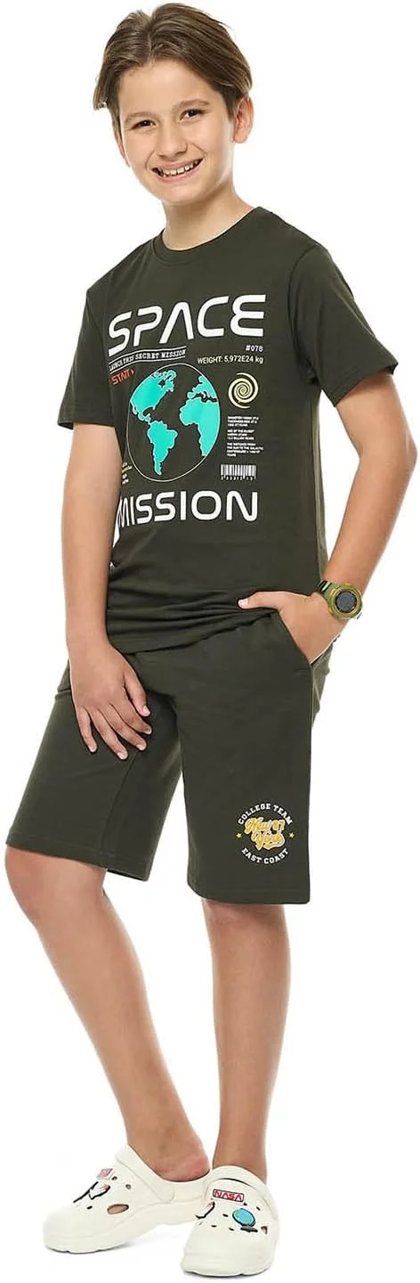 شلوارک طرح دار پسرانه آر اند بی مدل 325-0973TB115-6 با کمر بند دار