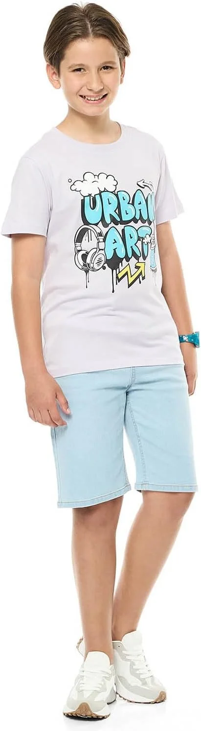 تی‌شرت طرح‌دار پسرانه آر اند بی مدل 325-1088TB159-1 با یقه گرد و آستین کوتاه