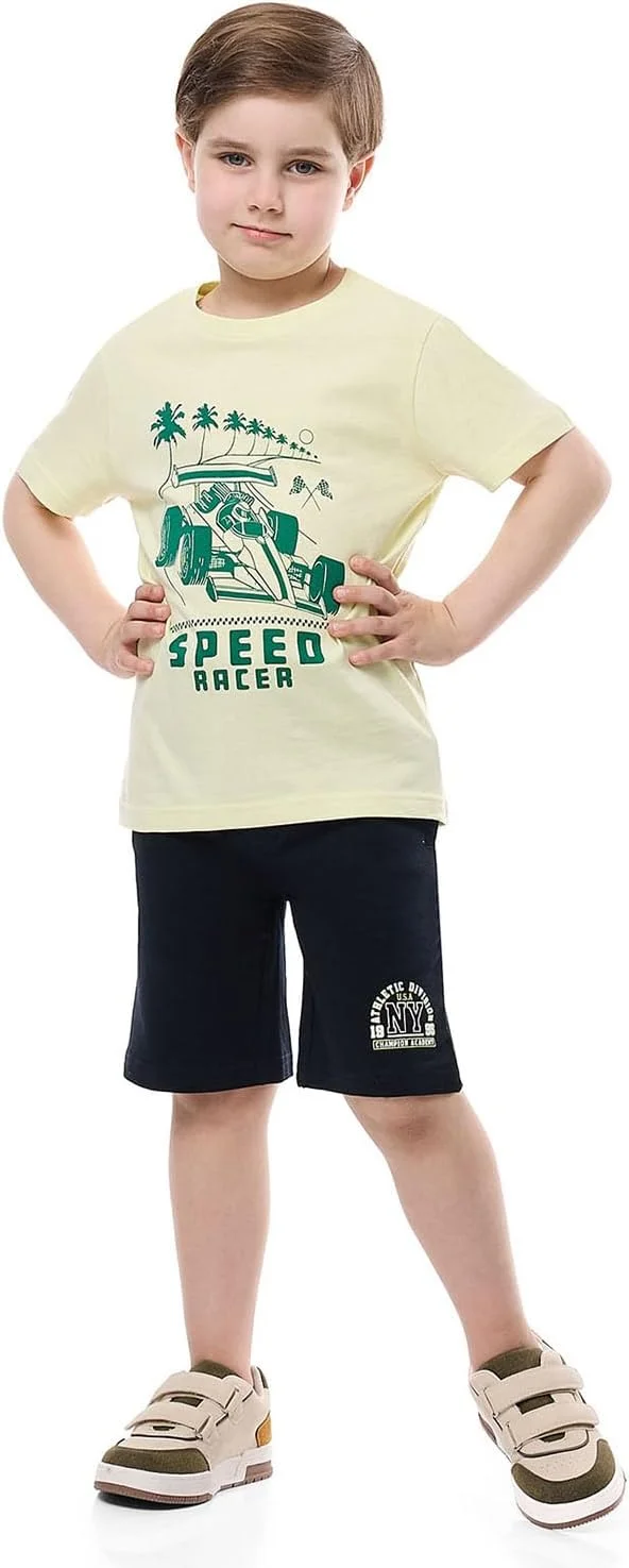 تی‌شرت طرح‌دار پسرانه آر اند بی مدل 325-0973KB185-1 با یقه گرد و آستین کوتاه