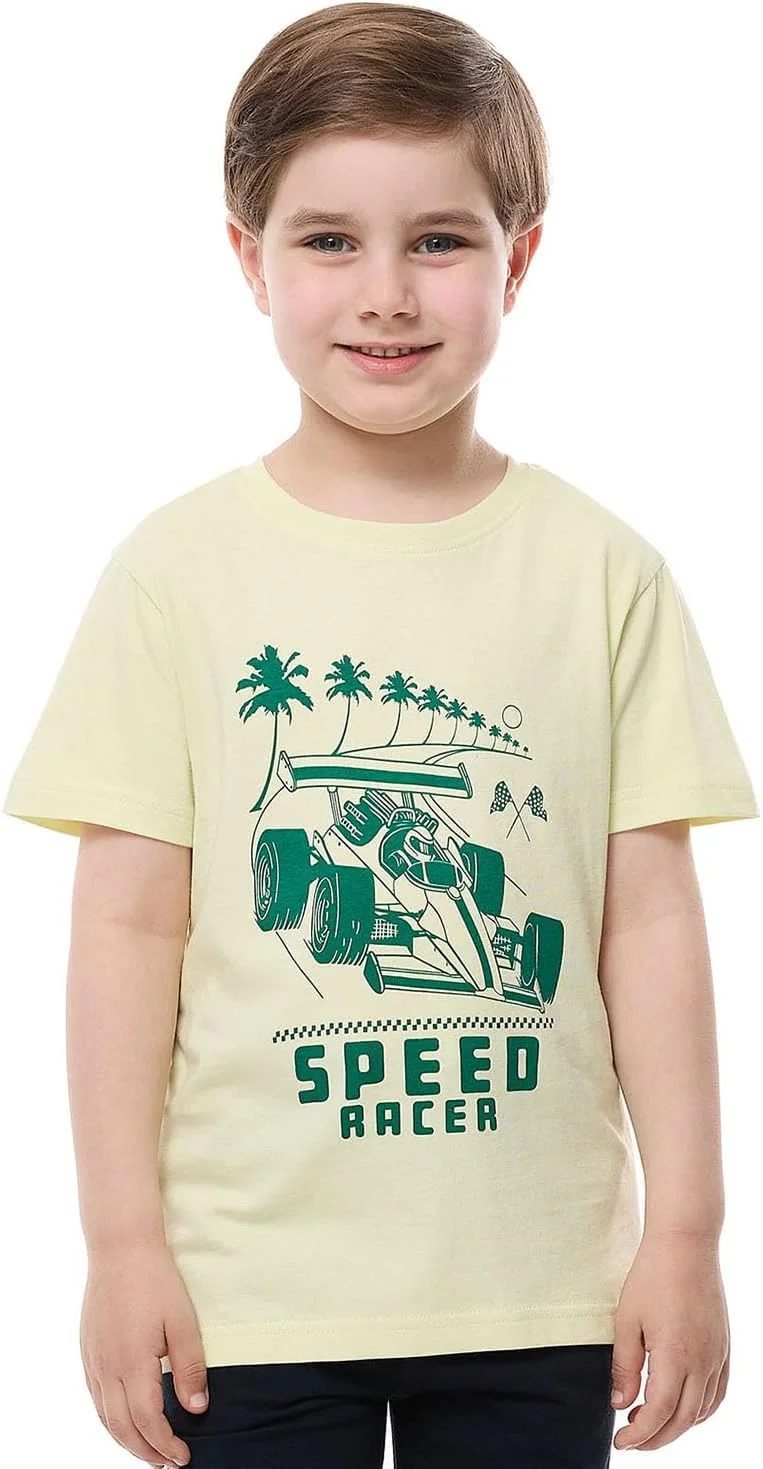 تی‌شرت طرح‌دار پسرانه آر اند بی مدل 325-0973KB185-1 با یقه گرد و آستین کوتاه