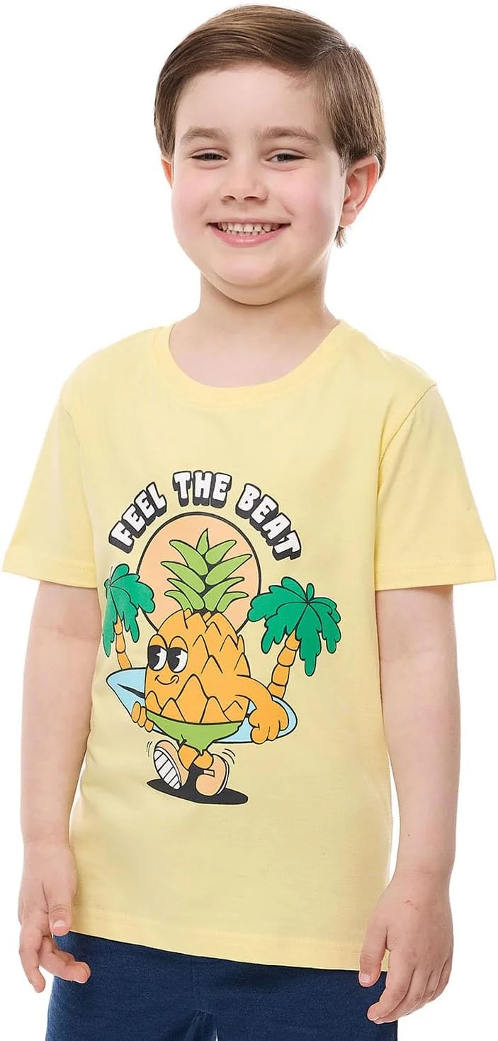 تی‌شرت طرح‌دار پسرانه آر اند بی مدل 325-0931KB178-1 با یقه گرد و آستین کوتاه