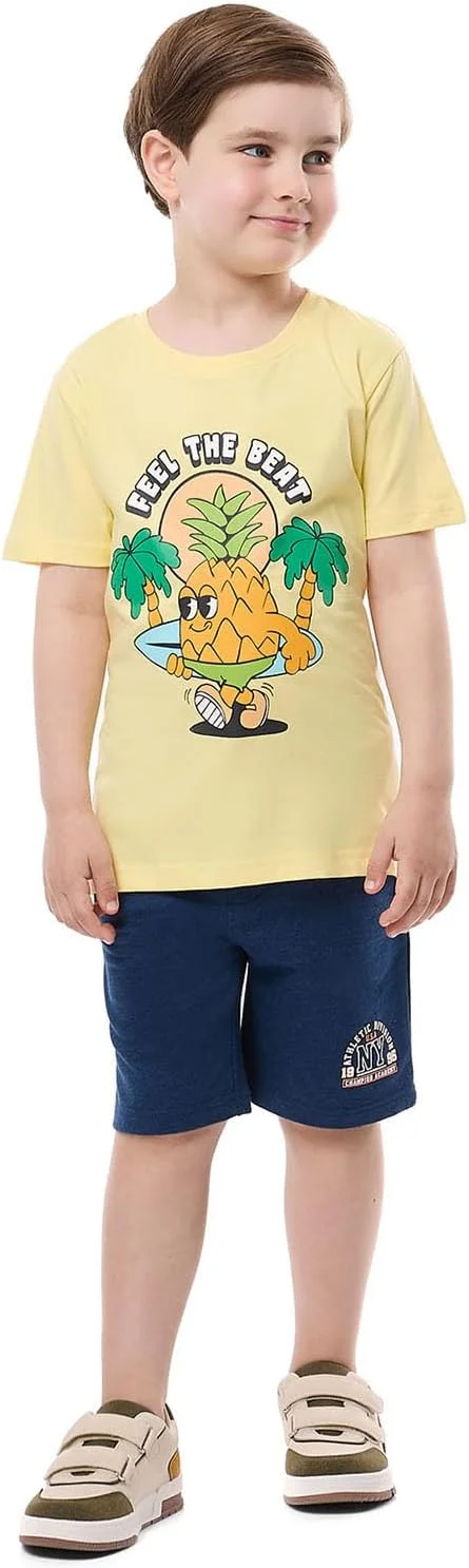 تی‌شرت طرح‌دار پسرانه آر اند بی مدل 325-0931KB178-1 با یقه گرد و آستین کوتاه