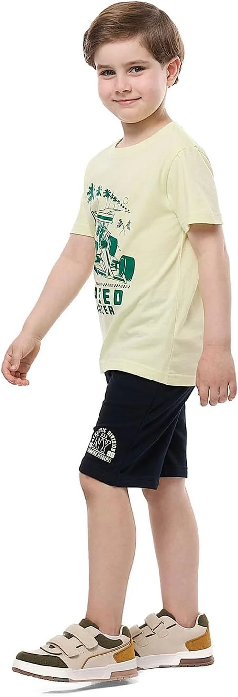 شورت پسرانه طرح دار با بند قابل تنظیم