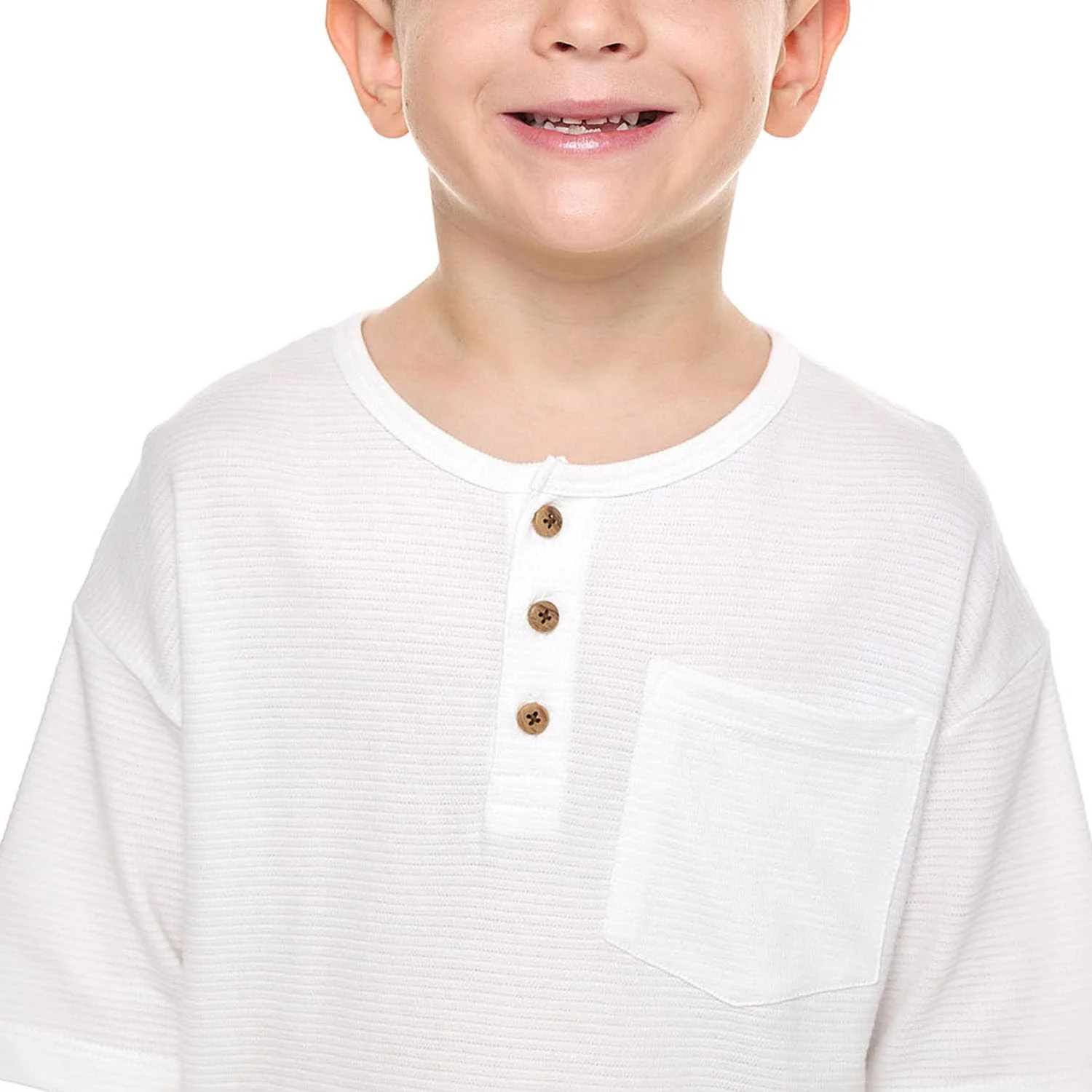 تی‌شرت بافت‌دار پسرانه مدل 325-0777KB127-6 با یقه هنلی و آستین کوتاه