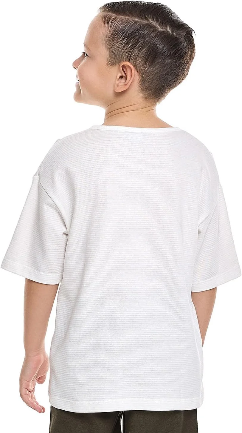 تی‌شرت بافت‌دار پسرانه مدل 325-0777KB127-6 با یقه هنلی و آستین کوتاه