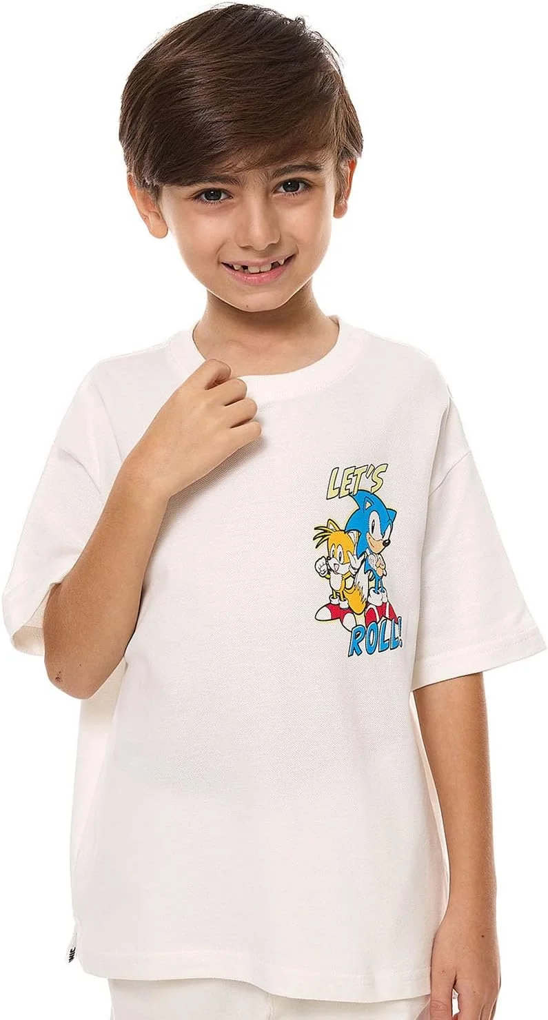 تی‌شرت طرح‌دار پسرانه آر اند بی مدل Sonic با یقه گرد و آستین کوتاه