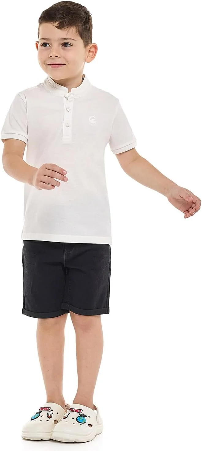 شلوارک جین پسرانه آر اند بی مدل 325-0233KB125-4 با دکمه