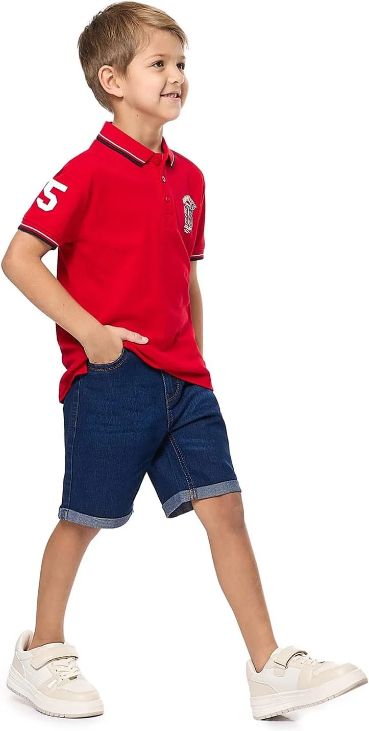 شلوارک جین پسرانه آر اند بی مدل 325-0233KB125-4 با دکمه شلوارک جین پسرانه آر اند بی مدل 325-0233KB125-4 با دکمه