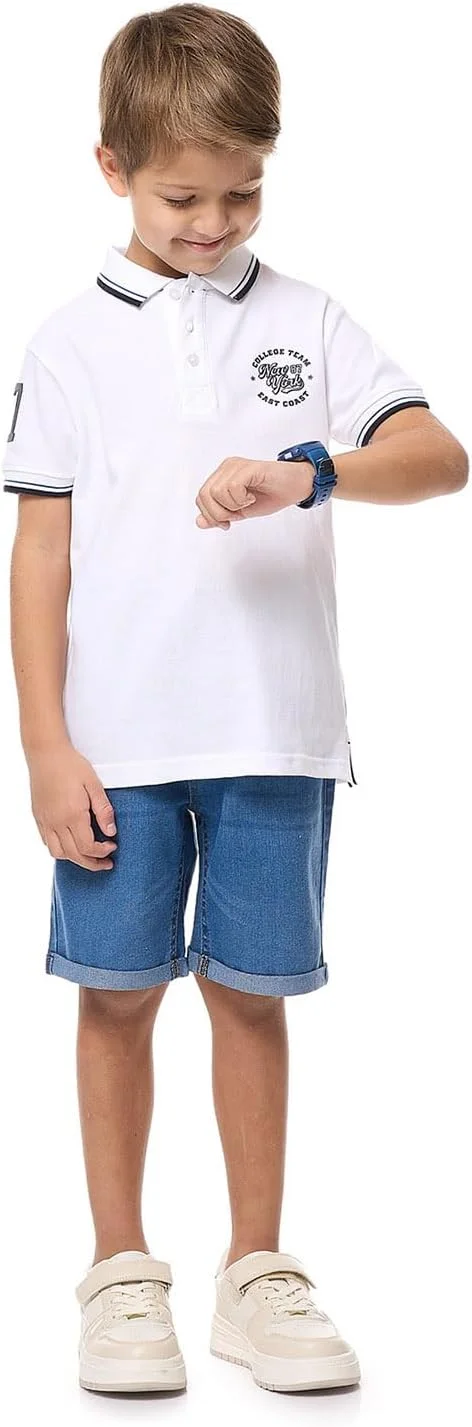 تی شرت پولو پسرانه طرح دار آستین کوتاه تی شرت پولو پسرانه طرح دار آستین کوتاه