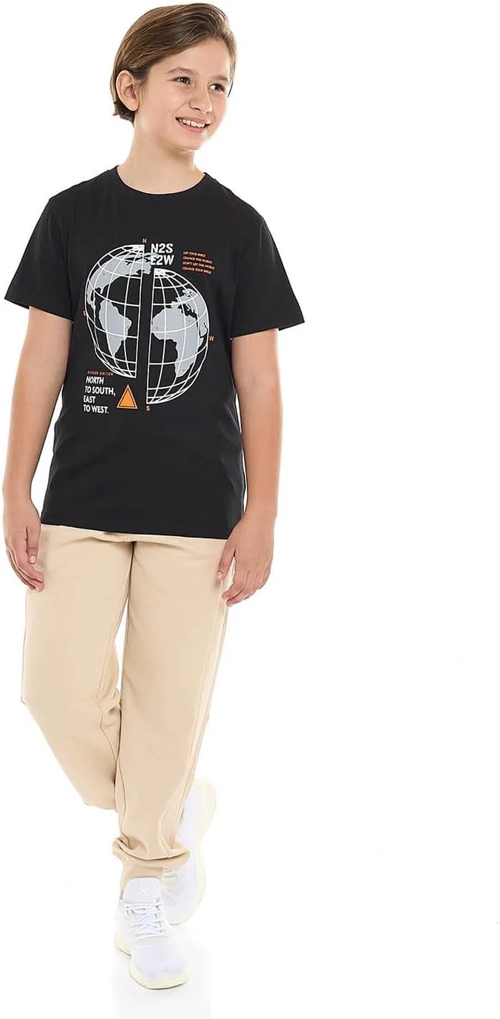 شلوار جاگر بافت دار پسرانه آر اند بی مدل 325-0145Tb089-2 با کمر بند دار