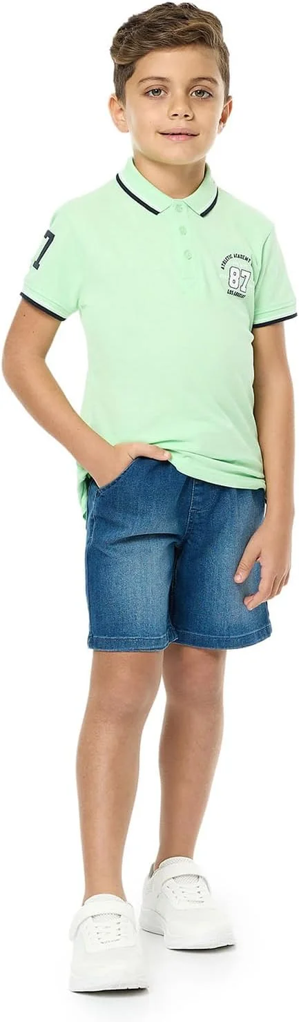 شلوارک جین پسرانه آر اند بی مدل 125-1369Kb204-2 با کمر بند دار