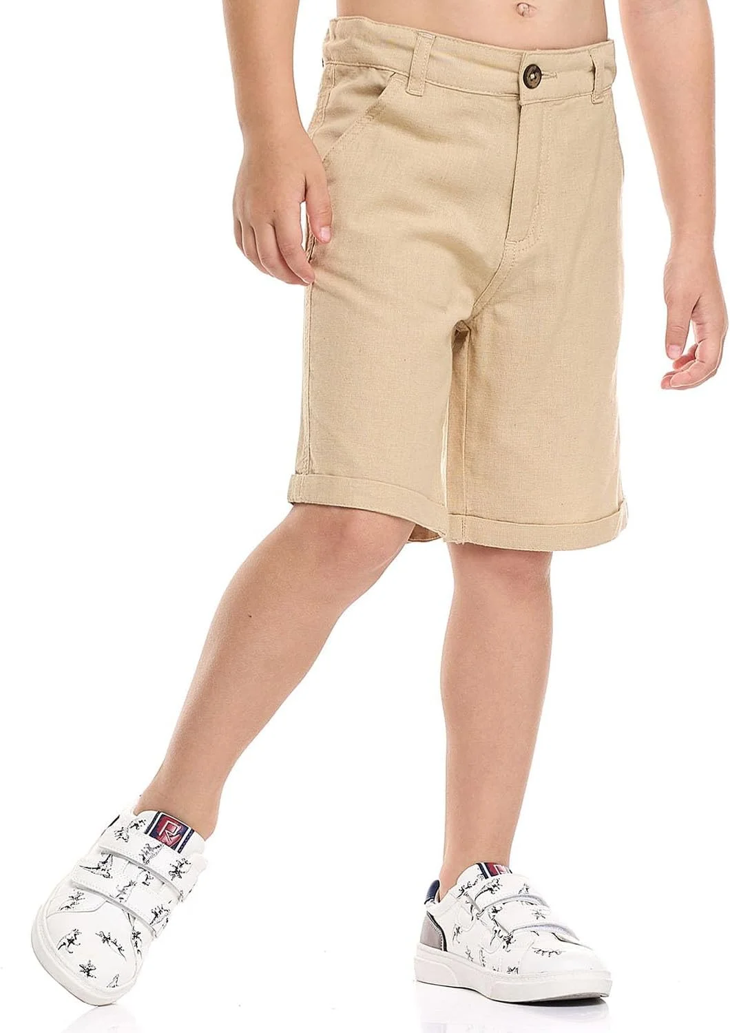 شلوارک کتان پسرانه ساده آر اند بی مدل 125-1345KB404-2 با دکمه شلوارک کتان پسرانه ساده آر اند بی مدل 125-1345KB404-2 با دکمه